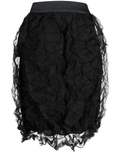 Undercover Crepe-texture Midi Skirt - Black