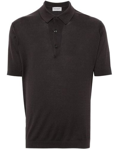 John Smedley Adrian Knitted Cotton Polo Shirt - Black