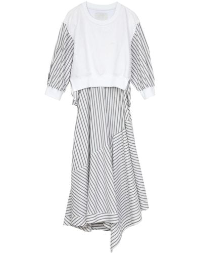 3.1 Phillip Lim Striped Asymmetric Cotton Dress - White