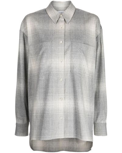 IRO Joye Plaid-check Bead-embellished Shirt - Grey