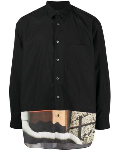 Comme des Garçons Abstract-pattern Long-sleeve Shirt - Black