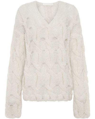Dion Lee Cable-knit Boucle Sweater - White