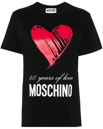Moschino Katoenen T-shirt Met Logoprint - Zwart