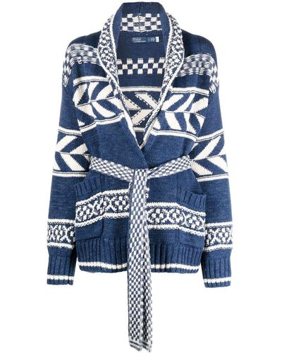 Polo Ralph Lauren Striped Knit Cardi-coat - Blue