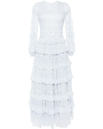 Needle & Thread Blossom ラッフル イブニングドレス - ホワイト