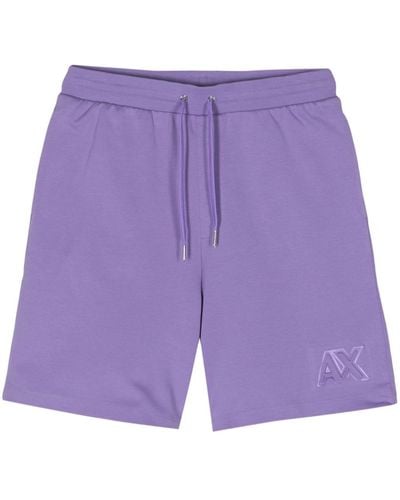 Armani Exchange Logo-embossed Track Shorts - Purple
