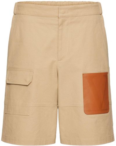 Valentino Garavani Leather-pocket Bermuda Shorts - Natural