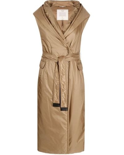 Max Mara The Cube Picasso Sleeveless Belted Coat - Natural