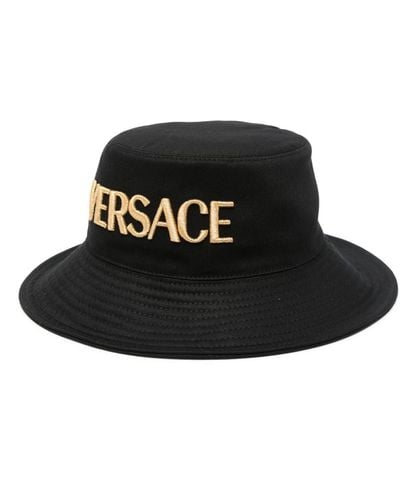 Versace Embroidered-logo Cotton Bucket Hat - Black