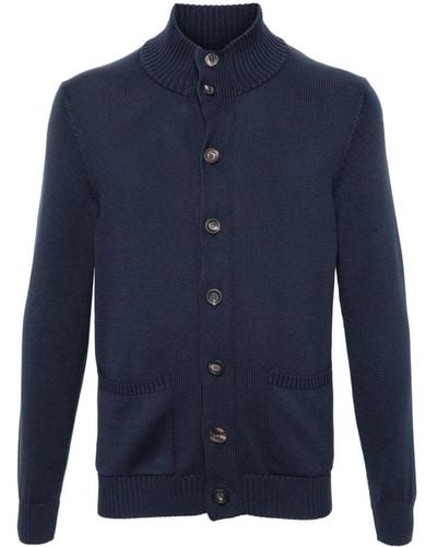 Malo Button-up Cotton Cardigan - Blue