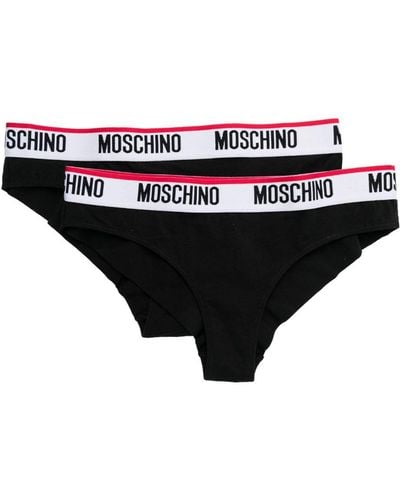 Moschino Lot de 2 culottes à bande logo - Noir