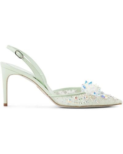 Rene Caovilla Cinderella 80mm Leather Court Shoes - White