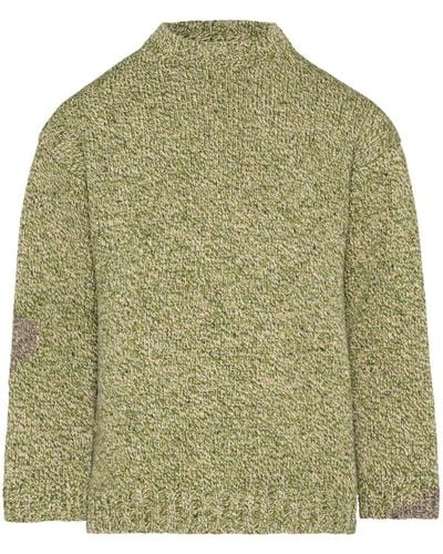 Maison Margiela Mended Intarsia-knit Sweater - Green