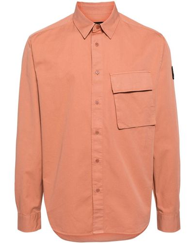 Belstaff Logo-appliqué Cotton Shirt - Orange
