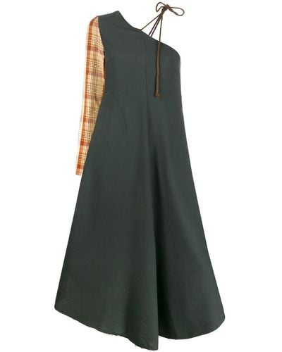Song For The Mute One Shoulder Dress - Green