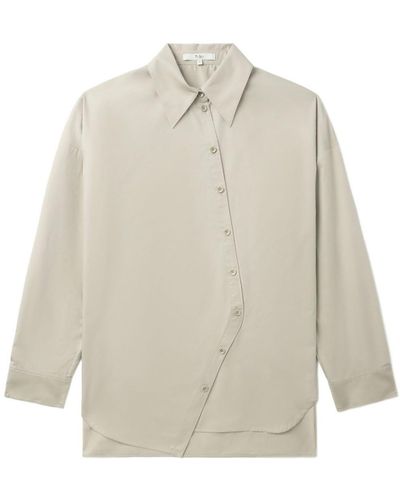 Tibi Asymmetric Poplin Cotton Shirt - White