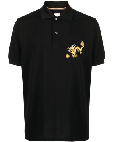Paul Smith Logo-print Cotton Polo Shirt - Black