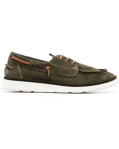 Moma Suede Boat Shoes - Green