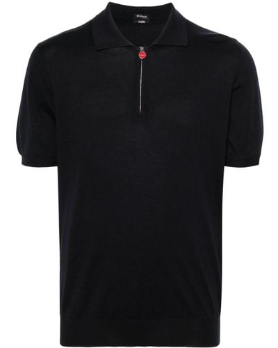 Kiton Fine-ribbed Cotton Polo Shirt - Black