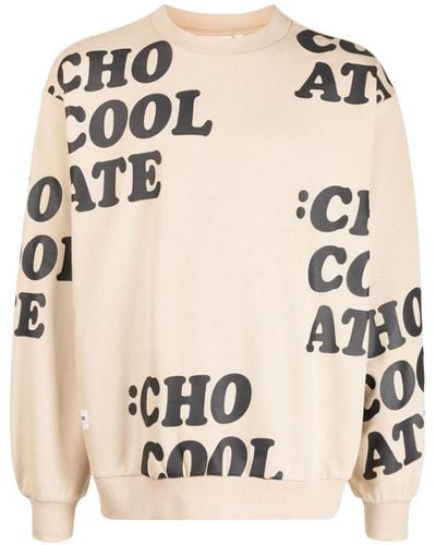 Chocoolate Logo-motif Cotton Sweatshirt - Natural