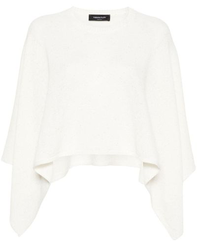 Fabiana Filippi Sequin-embellished Knitted Poncho - White