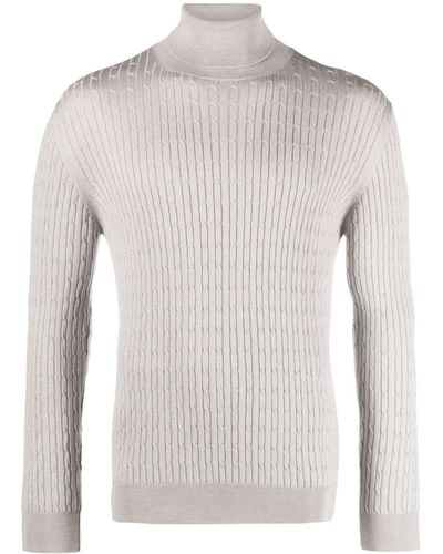 Eleventy Cable-knit Wool-blend Sweater - Natural