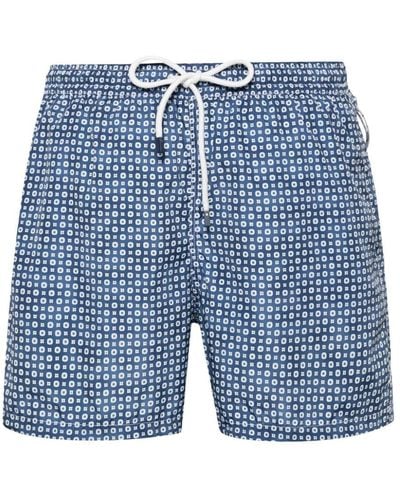 Fedeli Madeira Graphic-print Swim Shorts - Blue