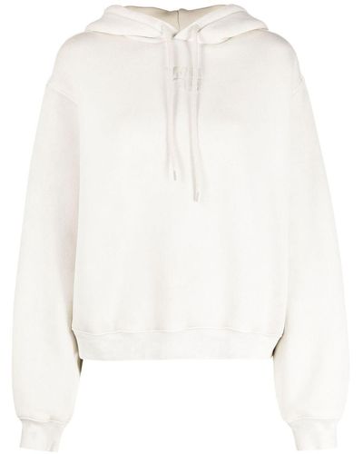Alexander Wang Cotton Blend Cropped Hoodie - White