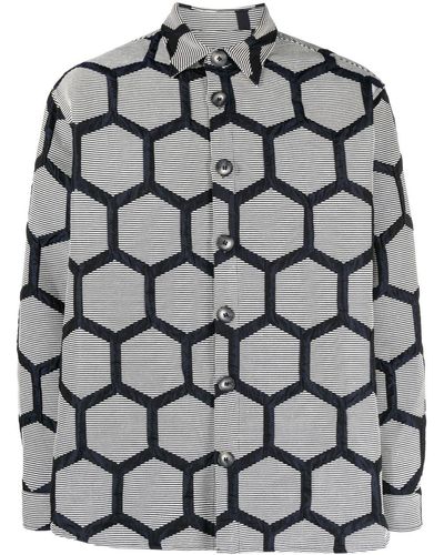 LABRUM LONDON Hemd mit Hexagon-Muster - Grau