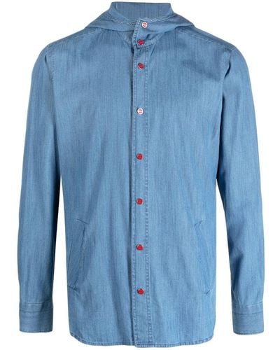 Kiton Hooded Cotton-blend Shirt - Blue