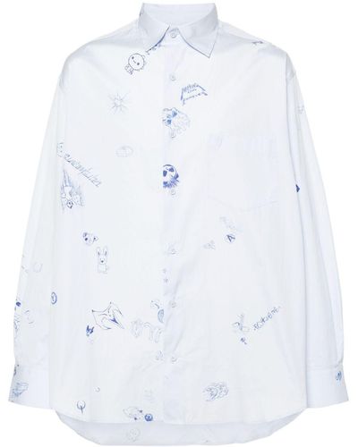 Vetements Scribble-print Cotton Shirt - White