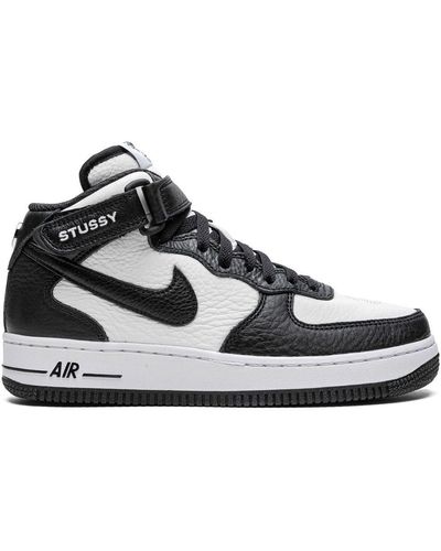 Nike X Stüssy Air Force 1 Mid "light Bone Black" Sneakers - White