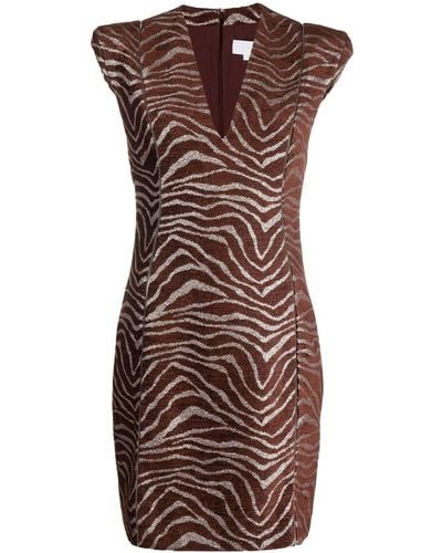 Genny Zebra-print Mini Dress - Brown