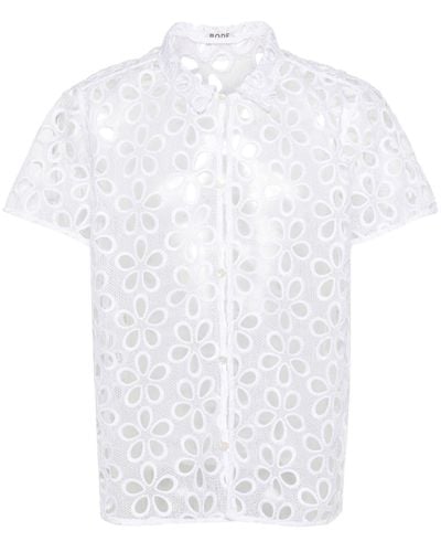 Bode Primrose Hemd mit Blumenspitze - Weiß
