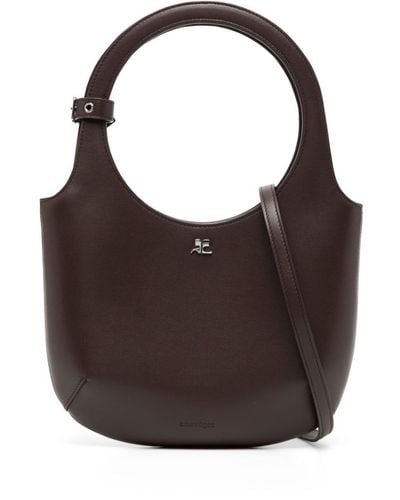Courreges Holy Leather Tote Bag - Brown