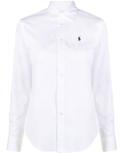 Ralph Lauren Leinenhemd mit Logo-Stickerei - Weiß