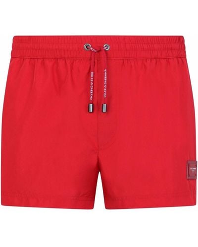 Dolce & Gabbana Logo-tag Swim Shorts - Red