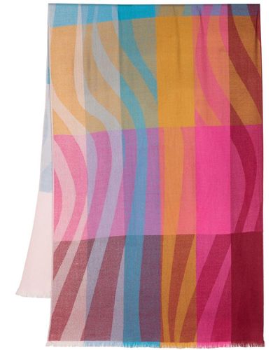 Paul Smith Bufanda Swirl Stripe con diseño colour block - Rosa