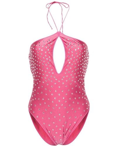 Oséree Flamingo Gem Necklace Maillot Swimsuit - Pink