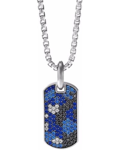 David Yurman Etiqueta Streamline en plata de ley con diamante y zafiro - Azul