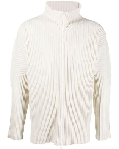 Homme Plissé Issey Miyake Pleated Zip-up Cardigan - White