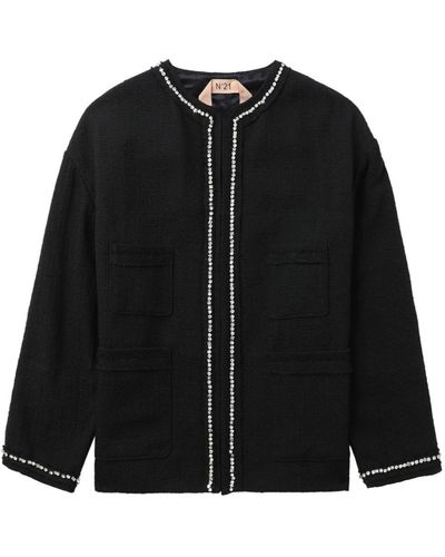 N°21 Crystal-embellished Bouclé Jacket - Black