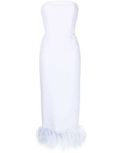 16Arlington Minelli Feather-trim Midi Dress - White