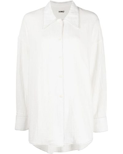 YMC Camisa Lena de manga larga - Blanco