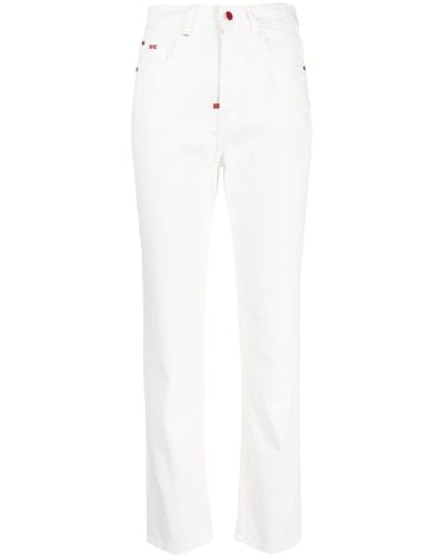 Kiton Jeans slim a vita alta - Bianco