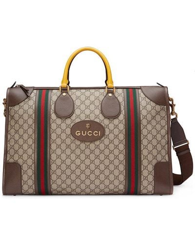 Gucci Soft Gg Supreme Duffle Bag With Web - Brown