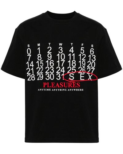 Pleasures T-Shirt mit Kalender-Print - Schwarz