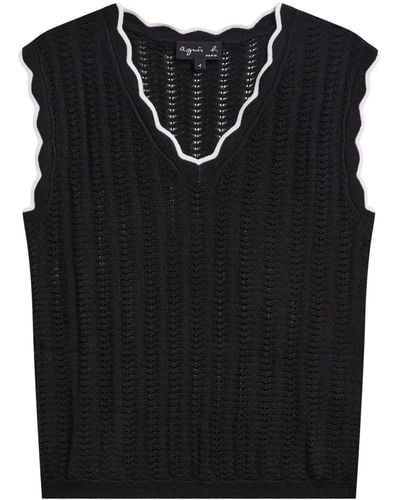 agnès b. Nico Ruffled Knitted Top - Black