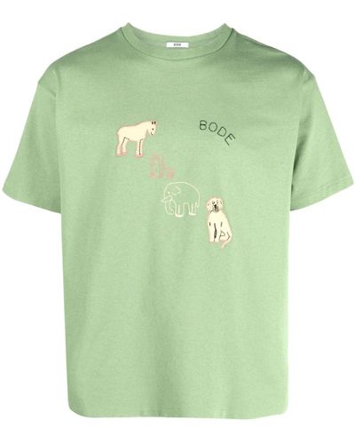 Bode T-shirt à poche poitrine Tiny Zoo - Vert