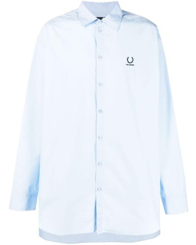 Fred Perry Camisa oversize con logo bordado - Azul